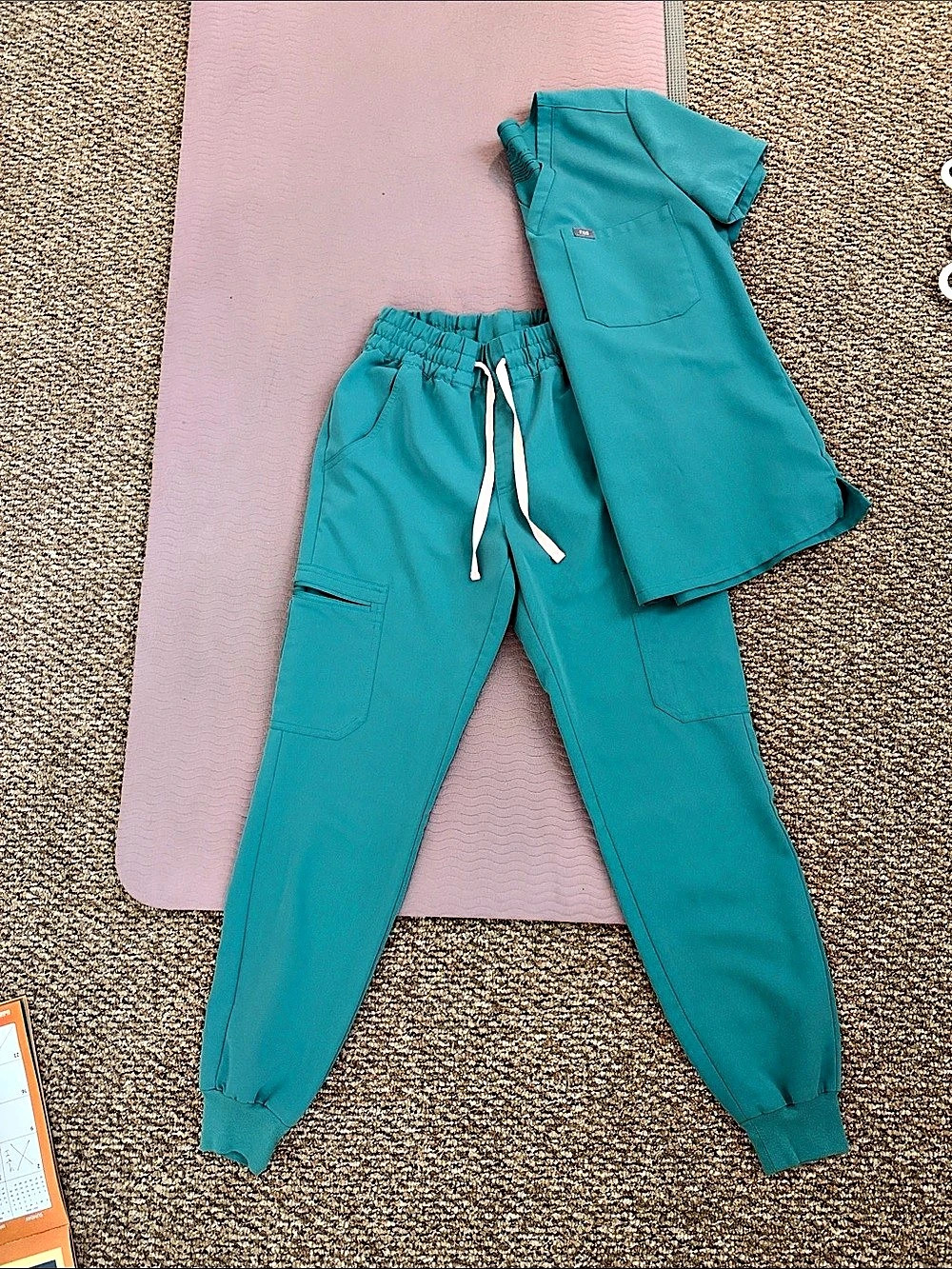 FIGS Zamora Jogger Scrub Pants & V-Neck Scrub Top Set Top Set - Blue